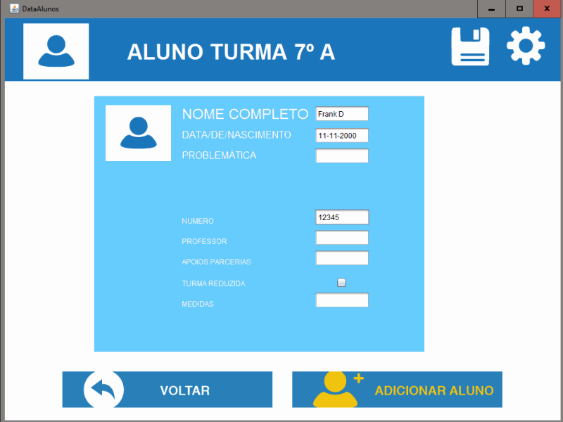Add Aluno Screen